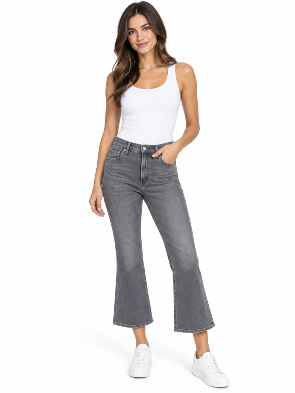 Citizens Of Humanity Women’s Denny Cropped Flare Jeans Gray Casual Size 27